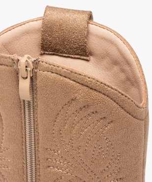 Bottes santiags à bout carré et broderies femme vue6 - GEMO (CASUAL) - GEMO