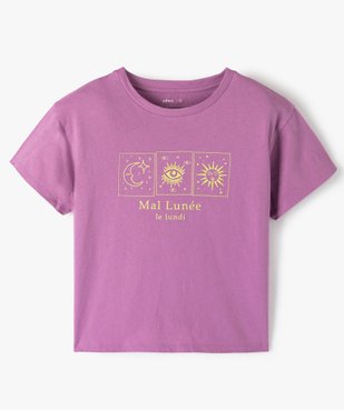 Tee-shirt fille à manches courtes avec motifs astraux vue1 - GEMO 4G FILLE - GEMO