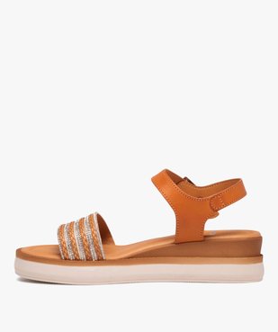 Sandales femme unies à talon compensé et bride à strass vue4 - GEMO (CASUAL) - GEMO