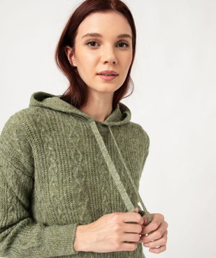 Pull à capuche à torsades femme vue2 - GEMO(FEMME PAP) - GEMO