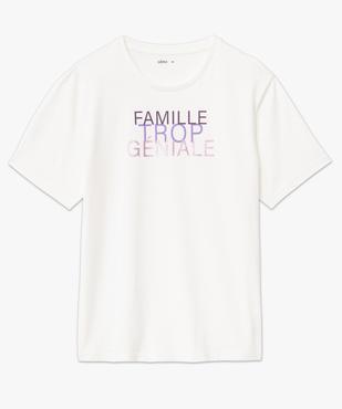 Tee-shirt femme à manches courtes avec message pailleté vue4 - GEMO(FEMME PAP) - GEMO