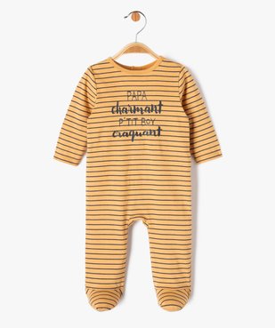 Pyjama dors-bien à rayures avec message bébé garçon vue1 - GEMO 4G BEBE - GEMO
