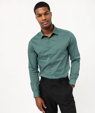 Chemise unie coupe slim en coton stretch homme vue1 - GEMO 4G HOMME - GEMO