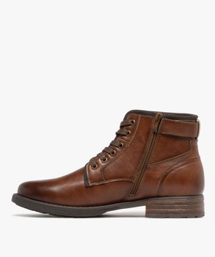 Boots homme style vintage avec bride fantaisie et à lacets vue3 - URBAN STEPS - GEMO