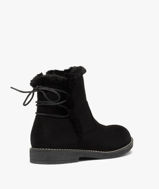 Boots fourrées femme à talon plat et suédine unie vue4 - GEMO (CASUAL) - GEMO