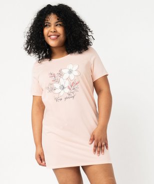 Chemise de nuit à manches courtes avec motifs femme grande taille vue1 - GEMO 4G FEMME - GEMO