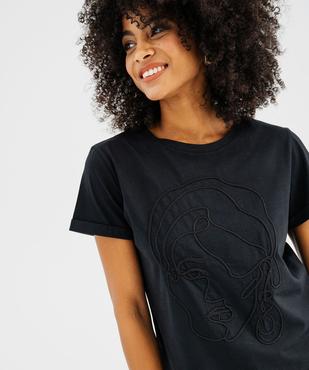 Tee-shirt manches courtes à motif brodé femme vue2 - GEMO(FEMME PAP) - GEMO