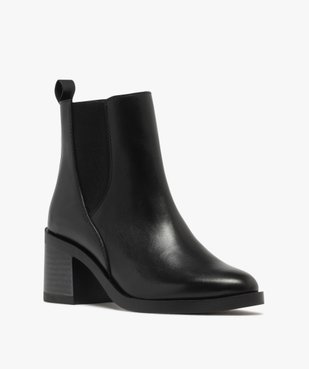 Bottines Chelsea en cuir à talon haut et large femme - Tanoo vue2 - TANEO - GEMO