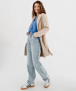 Manteau trench en suédine avec ceinture femme vue1 - GEMO 4G FEMME - GEMO