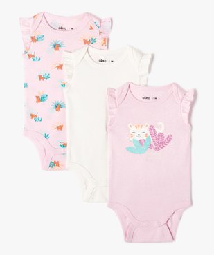 Bodies sans manches avec motifs de la jungle bébé fille (lot de 3) vue1 - GEMO 4G BEBE - GEMO