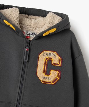 Sweat à capuche zippé doublure sherpa garçon - Camps United vue2 - CAMPS - GEMO