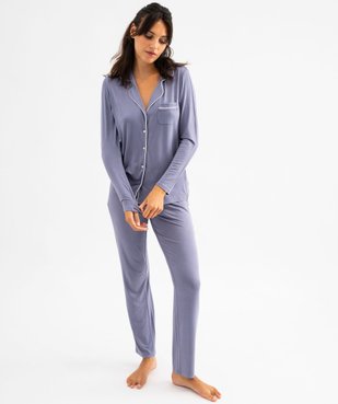 Pyjama deux pièces femme : chemise et pantalon vue2 - GEMO 4G FEMME - GEMO