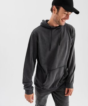 Sweat à capuche et poche kangourou délavé homme vue1 - GEMO (HOMME) - GEMO