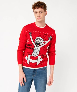 Pull de Noël avec motif homme - Rick and Morty vue1 - RICK ET MORTY - GEMO