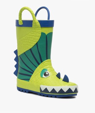 Bottes de pluie garçon à anses motif dinosaure en relief vue2 - BUGGY - GEMO