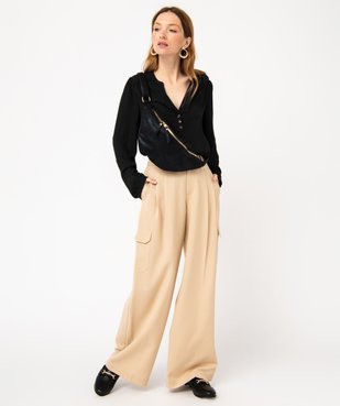 Pantalon large avec poches à rabat femme vue5 - GEMO(FEMME PAP) - GEMO