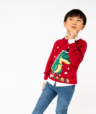 Pull de Noël avec motif Dinosaure garçon vue1 - GEMO (ENFANT) - GEMO