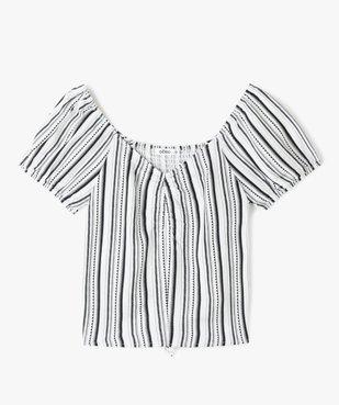 Blouse fille courte à dos smocké vue1 - GEMO (JUNIOR) - GEMO