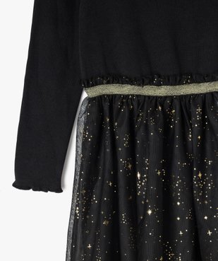 Robe manches longues en maille et jupe en tulle étoilé fille vue2 - GEMO (ENFANT) - GEMO