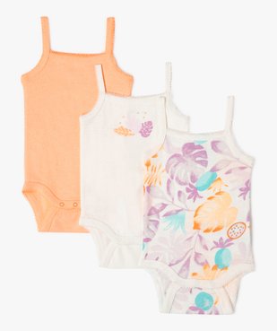 Bodies à bretelles à motifs exotiques bébé fille (lot de 3) vue1 - GEMO 4G BEBE - GEMO