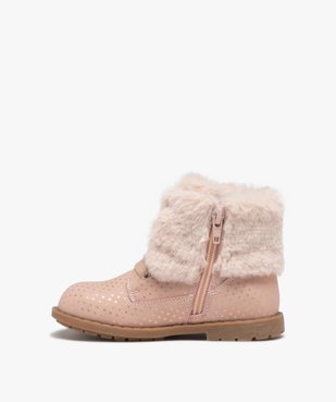 Boots fille unies à col retourné en peluche avec motif étoilé vue3 - GEMO (ENFANT) - GEMO