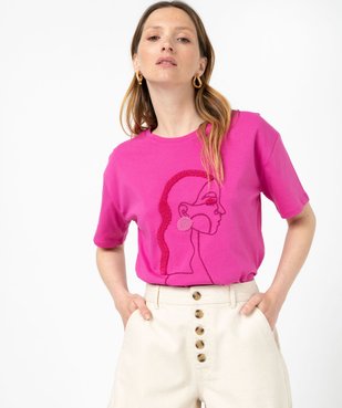 Tee-shirt manches courtes à motif bouclette femme vue2 - GEMO(FEMME PAP) - GEMO
