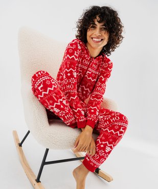 Combinaison pyjama de Noël en velours à capuche femme vue1 - GEMO(HOMWR FEM) - GEMO