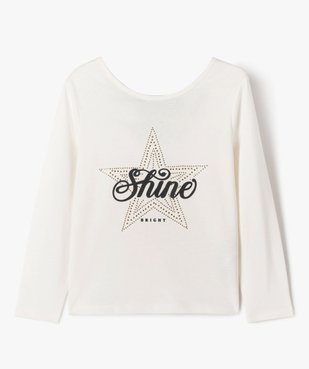 Tee-shirt à manches longues avec dos fantaisie et strass fille vue1 - GEMO 4G FILLE - GEMO