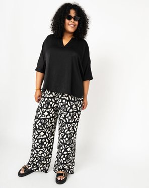 Pantalon large en maille froissée imprimée et extensible femme grande taille vue5 - GEMO (G TAILLE) - GEMO