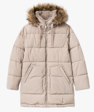 Manteau matelassé à capuche en fourrure imitation femme vue4 - GEMO 4G FEMME - GEMO