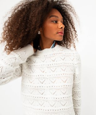 Pull en maille ajourée femme vue2 - GEMO(FEMME PAP) - GEMO