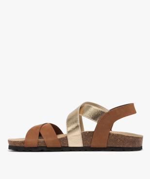 Sandales femme casual à brides élastiques effet métallisé croisées vue3 - GEMO (CASUAL) - GEMO