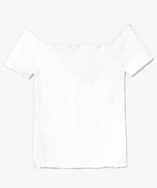 Tee-shirt à smocks et épaules dénudées vue2 - GEMO (JUNIOR) - GEMO