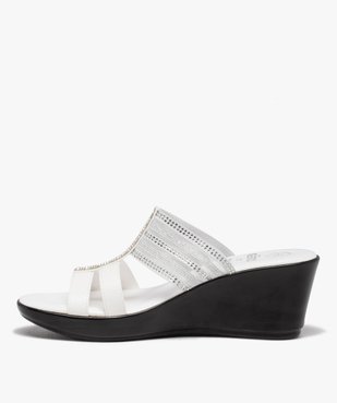 Mules femme compensées à bride strass élastiquée vue3 - GEMO(URBAIN) - GEMO