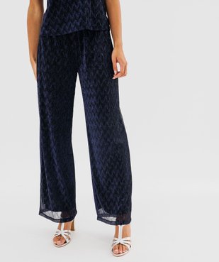 Pantalon large et fluide en maille plissée et pailletée femme vue1 - GEMO(FEMME PAP) - GEMO