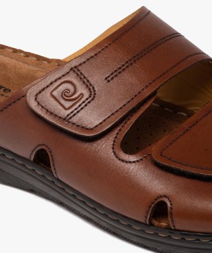 Mules homme unies en cuir avec double brides à scratch - Pierre Cardin D vue6 - PIERRE CARDIN DIFFUSION - GEMO