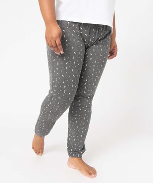 Pantalon de pyjama femme grande taille resserré dans le bas  vue1 - GEMO 4G FEMME - GEMO