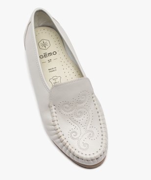 Mocassins femme confort en cuir uni compensés avec dessus fantaisie  vue5 - GEMO 4G FEMME - GEMO