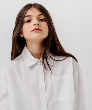 Chemise large et courte avec clous sur le col fille vue1 - GEMO 4G FILLE - GEMO