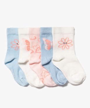 Chaussettes à motifs papillons et fleurs bébé fille (lot de 5) vue1 - GEMO 4G BEBE - GEMO