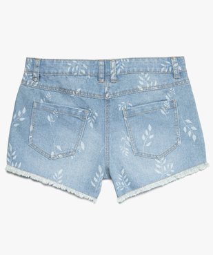 Short fille en jean avec motifs fleuris et franges vue2 - GEMO (JUNIOR) - GEMO