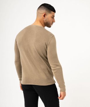 Pull en maille fine avec bandes sur la poitrine homme vue3 - GEMO (HOMME) - GEMO