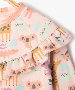 Sweat brassière motifs animalier ouvert sur l’avant bébé fille vue3 - GEMO 4G BEBE - GEMO