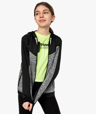 Veste de sport fille avec fermeture zippée et capuche vue1 - GEMO (JUNIOR) - GEMO