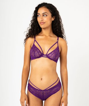 Shorty en dentelle graphique à brides élastiques femme vue3 - GEMO(HOMWR FEM) - GEMO