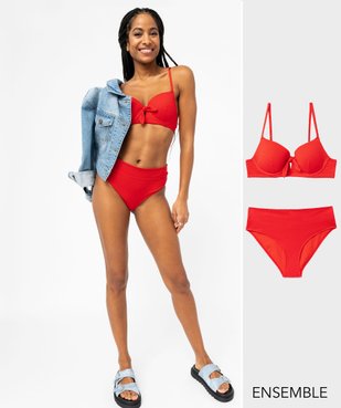 Ensemble maillot de bain deux pièces rouge - GEMO