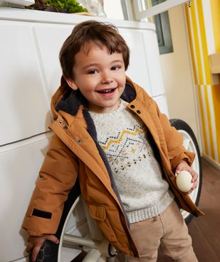 Parka à capuche avec doublure peluche bébé garçon vue11 - GEMO 4G BEBE - GEMO