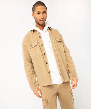 Surchemise en coton avec larges poches à rabat homme vue1 - GEMO (HOMME) - GEMO