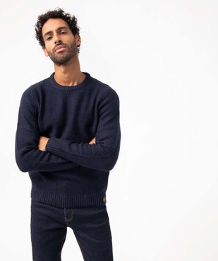 Pull homme en maille fantaisie contenant de la laine vue2 - GEMO (HOMME) - GEMO