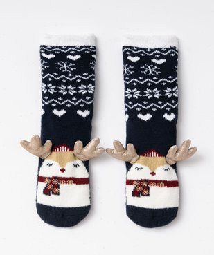 Chaussettes d'intérieur doublées bouclette spécial Noël femme vue2 - GEMO(HOMWR FEM) - GEMO